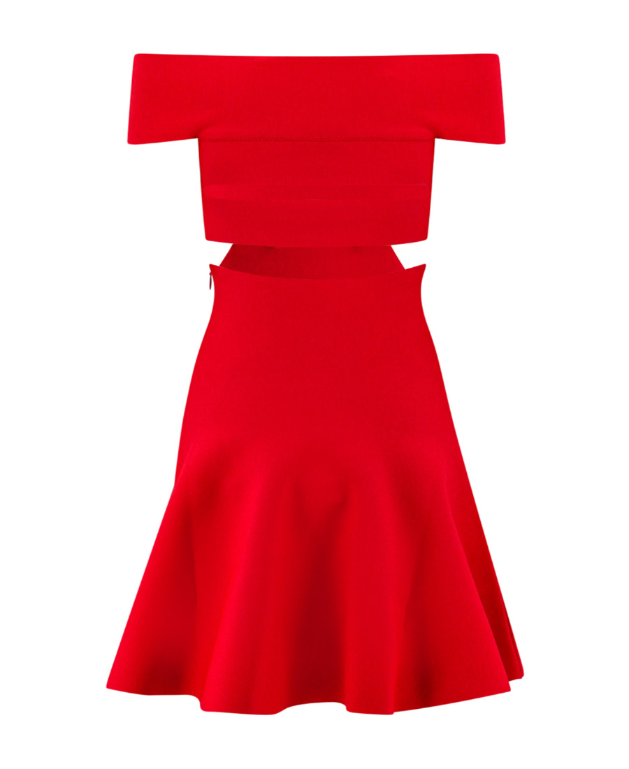 Alexander Mcqueen Off-shoulder Cutout Jersey Minidress In Red