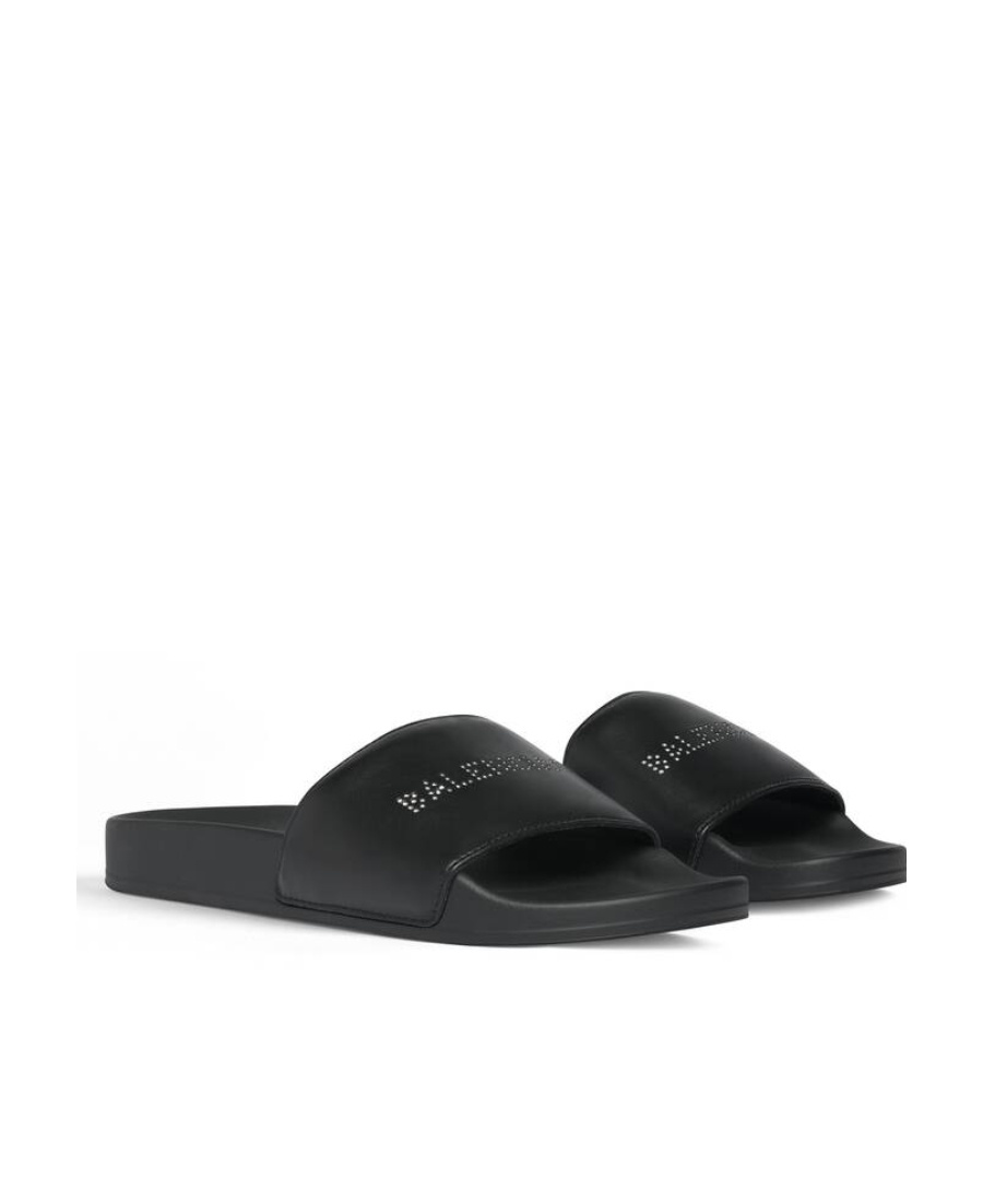 BALENCIAGA SANDALI POOL SLIDE CON STRASS DA DONNA IN NERO