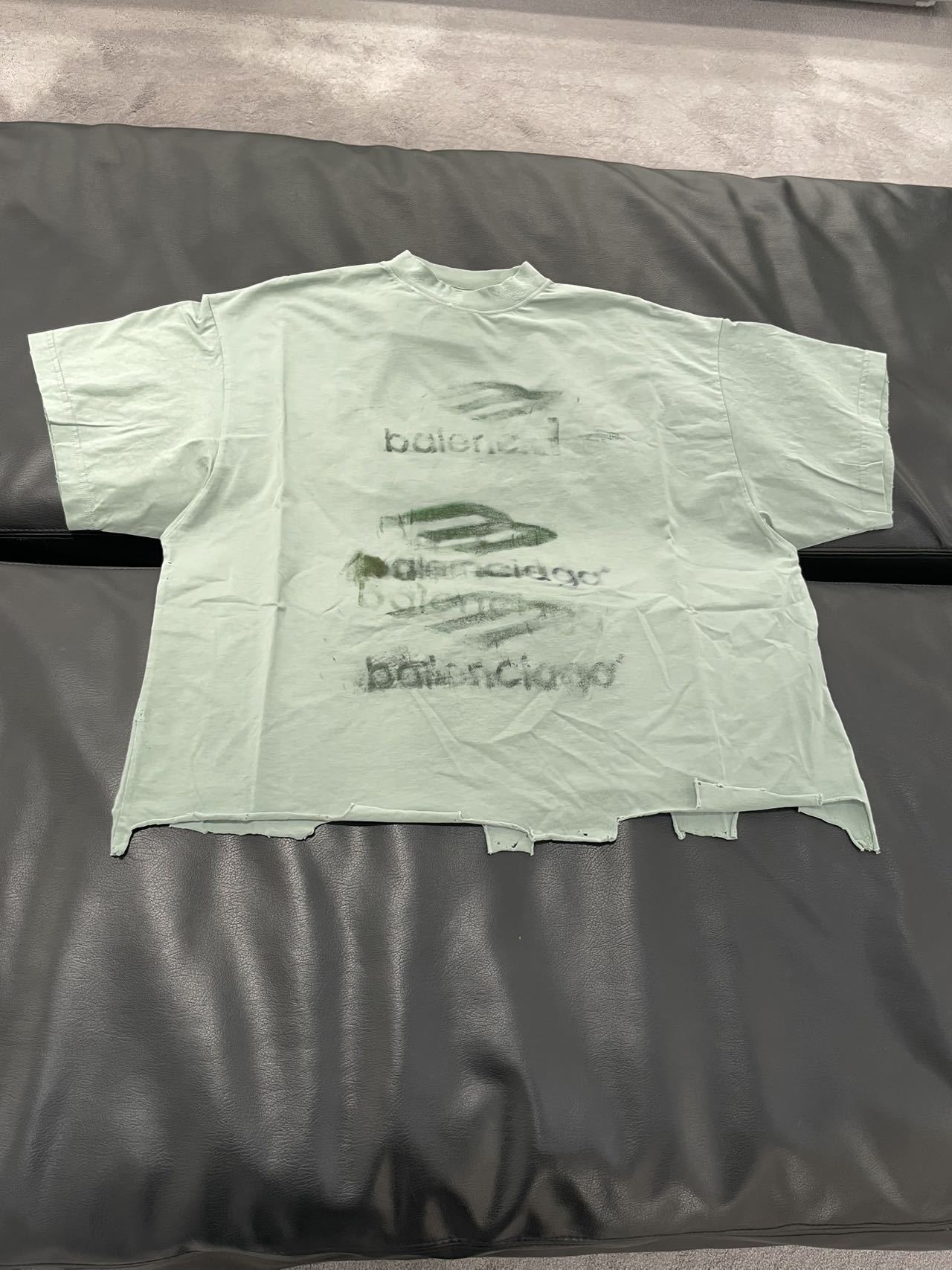 Balenciaga Logo Round Neck T-shirt In Gray