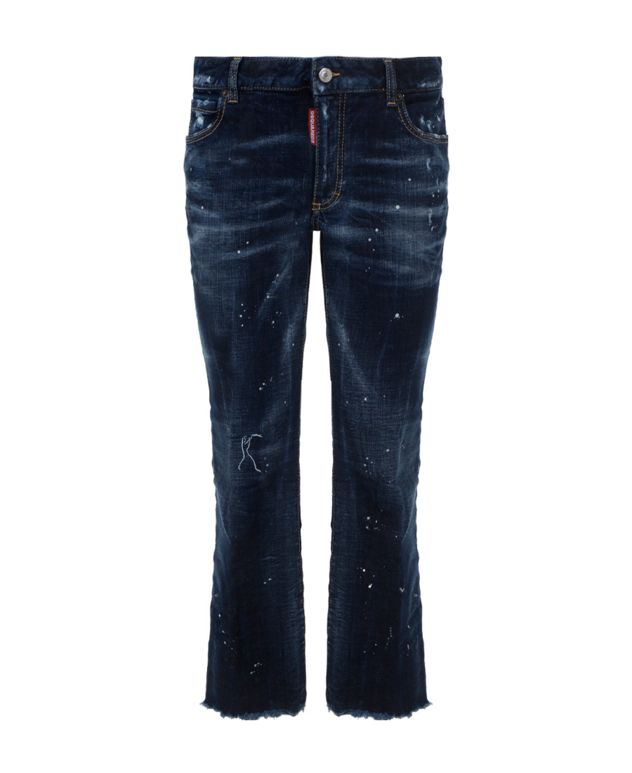 Dsquared2 Blue Flared Jeans With Paint Splatters In Blue