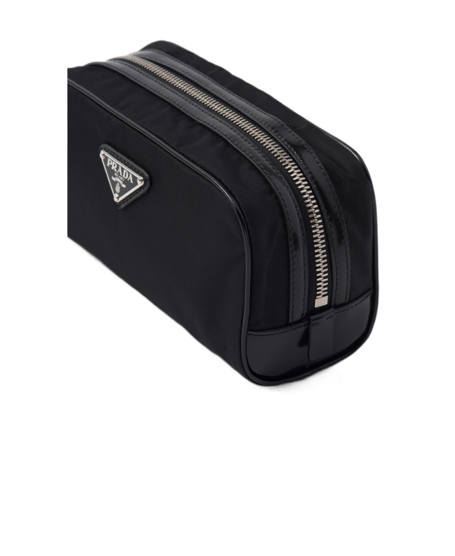Prada Re-nylon And Brushed Leather Pouch In Black