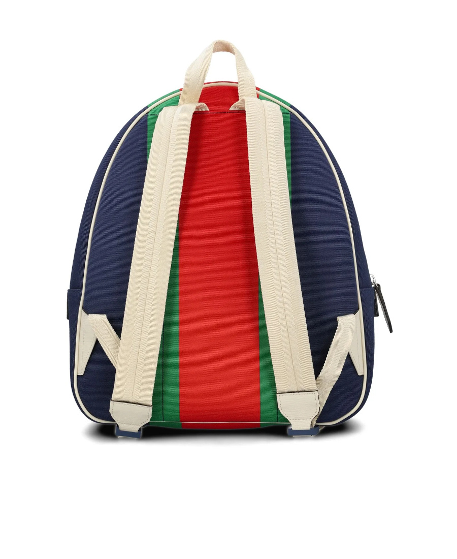 Gucci Double G Striped Backpack In Blue