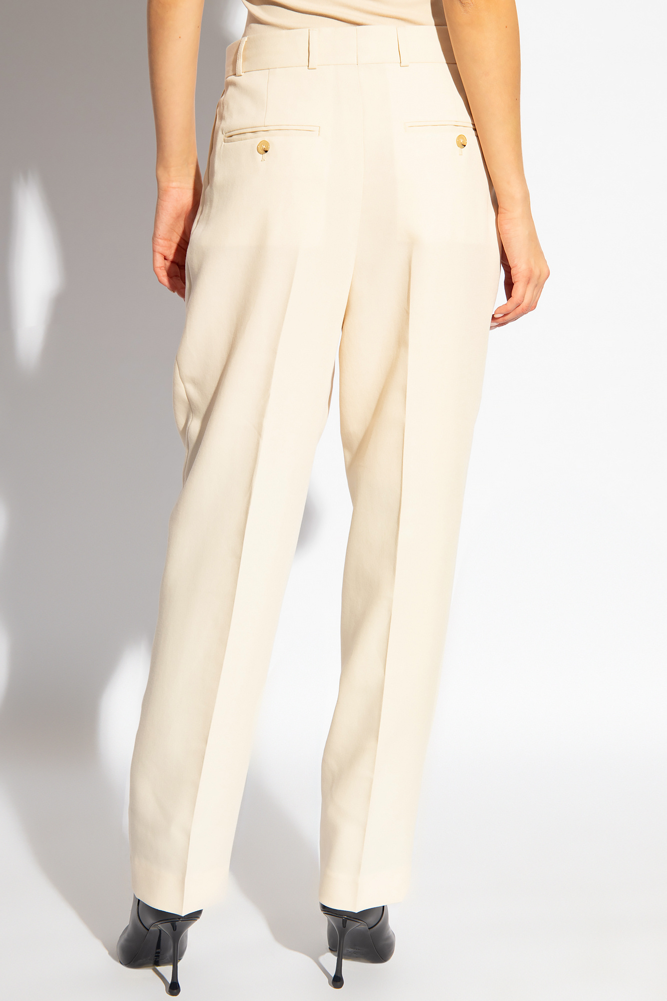 Totême Double-pleated Tapered Trousers In Nude