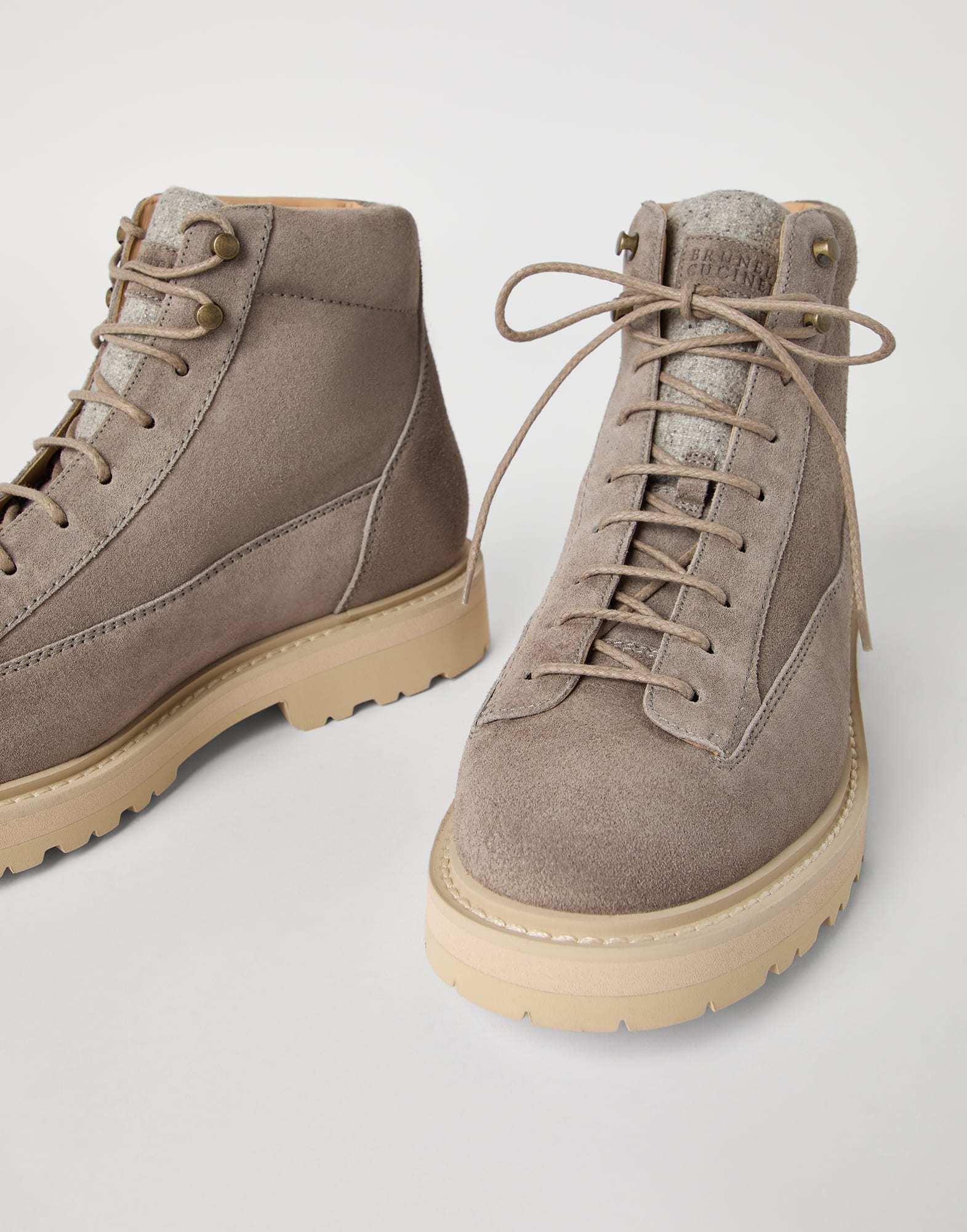 Brunello Cucinelli Lace-up Suede Boots In Brown