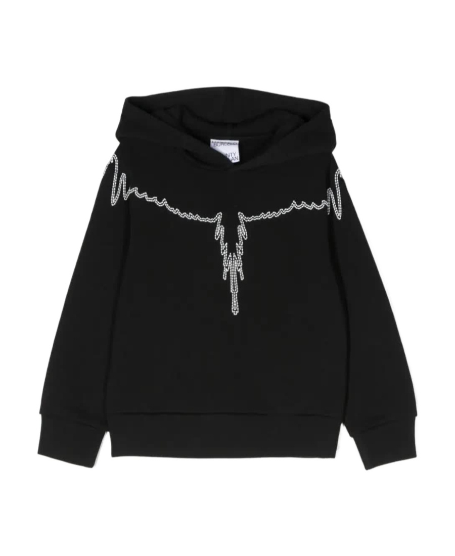 Marcelo Burlon County Of Milan Embroidered-motif Organic-cotton Hoodie In Black