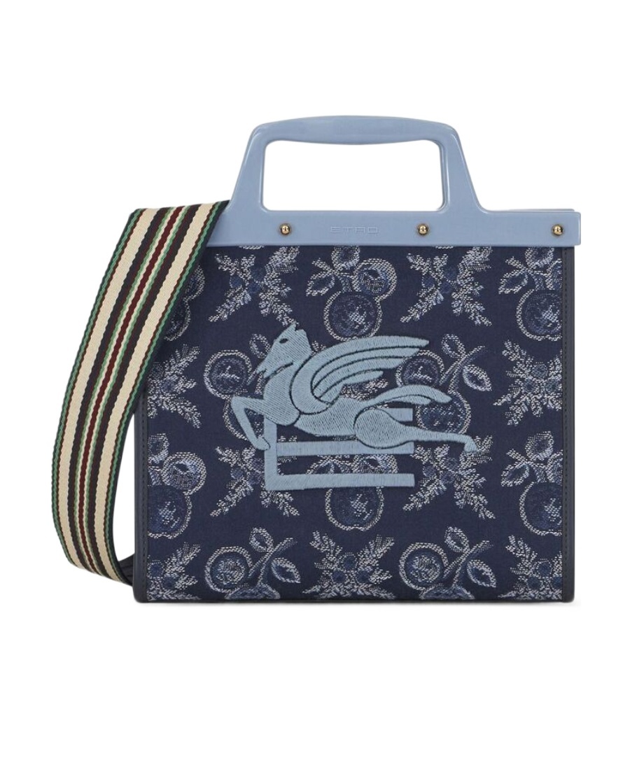 Etro Logo-embroidered Jacquard Tote Bag In Black