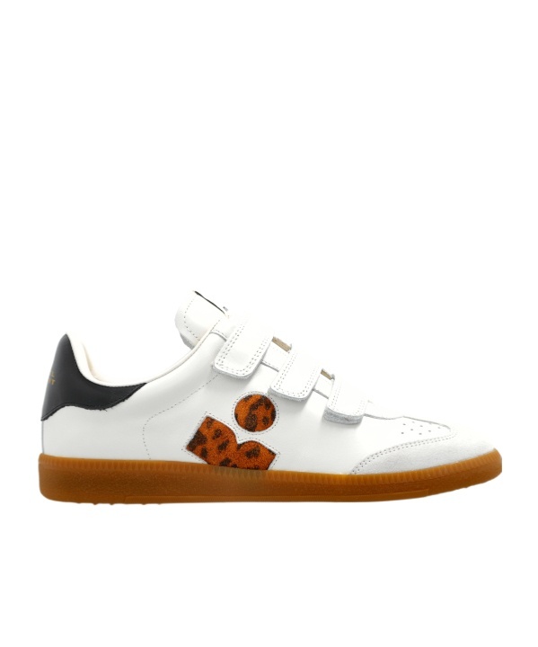 Isabel Marant Beth Gb Leopard-print Calfskin Sneakers In White