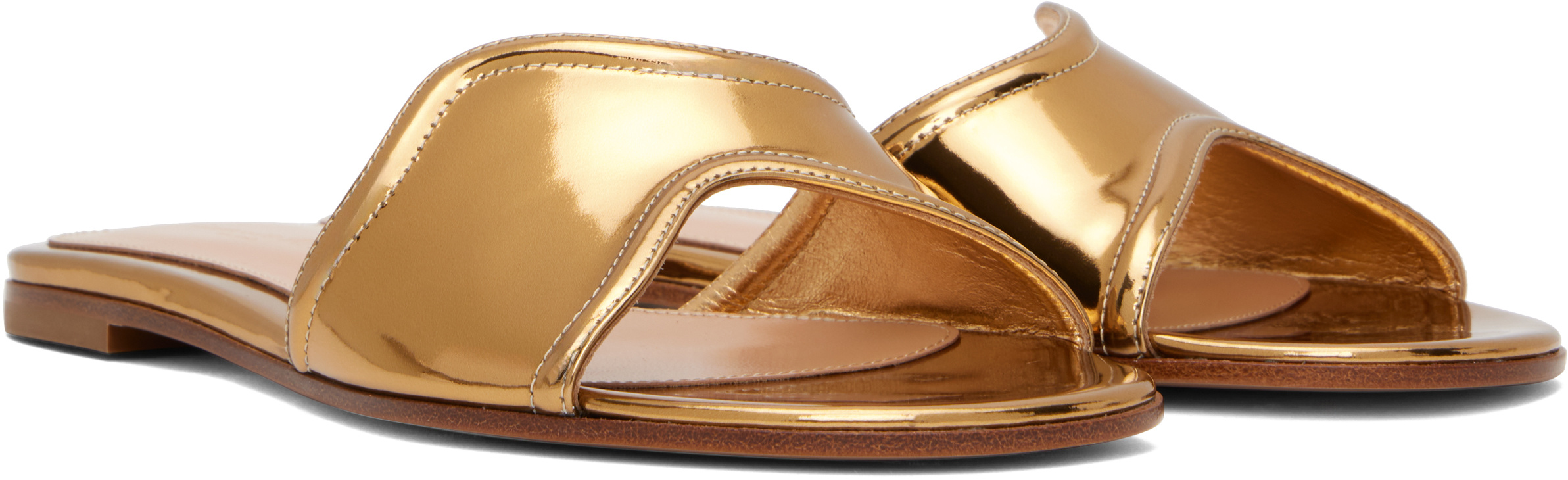 Gianvito Rossi Lucrezia Flat Slides In Gold