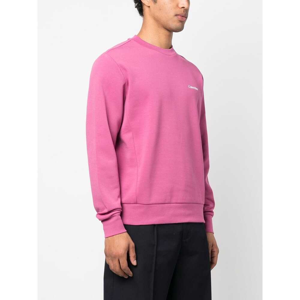Calvin Klein Round-collar Long-sleeve Hoodie In Pink