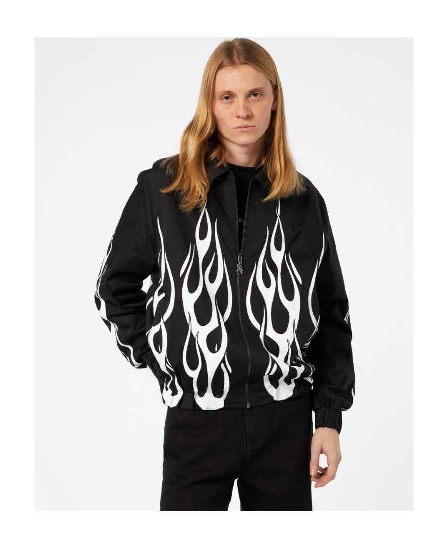 Vision Of Super Flame-print Zipped Jacket In Black