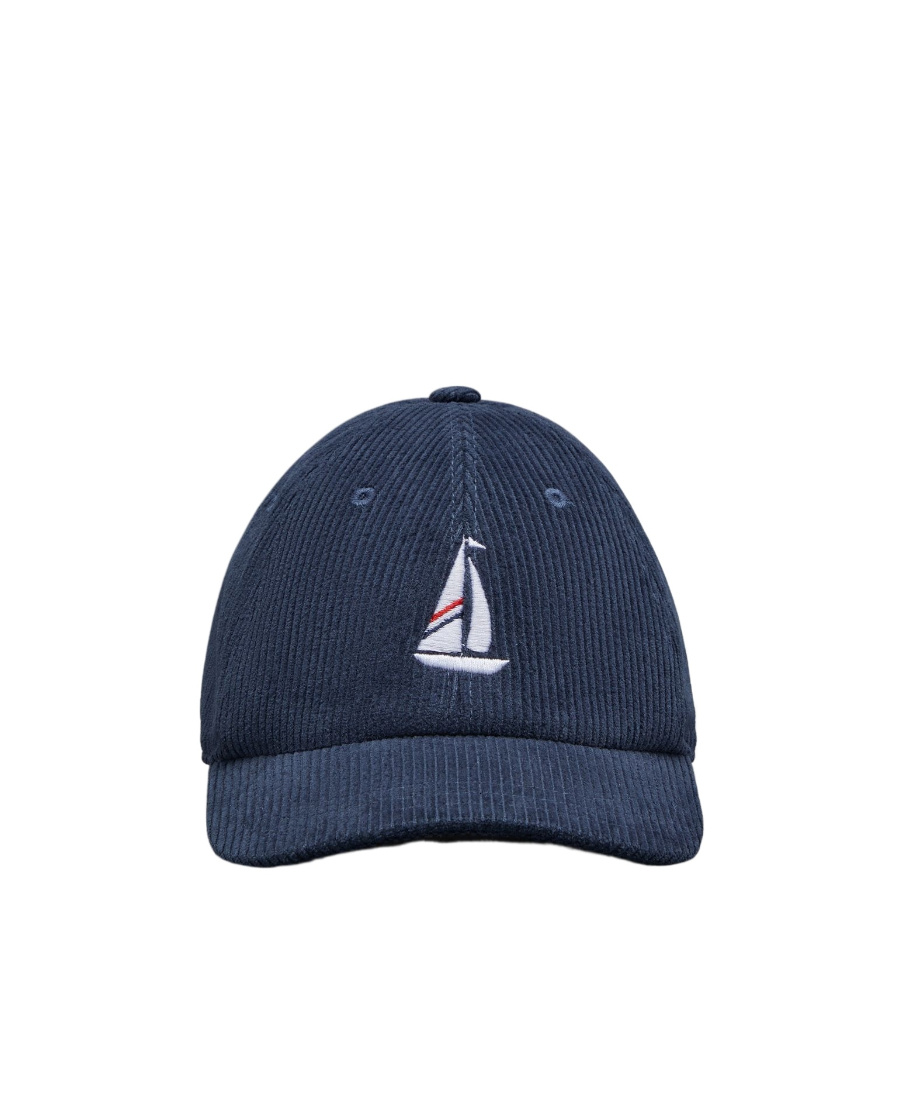 Thom Browne Embroidered Corduroy Cap In Blue