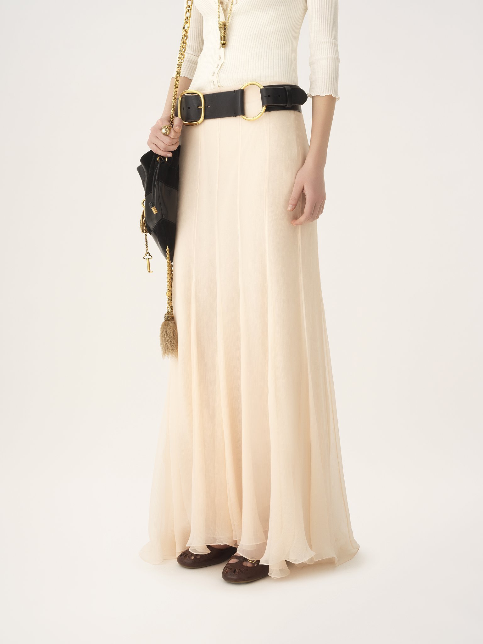 Chloé Fluid Maxi Skirt In Silk Mousseline In Pink