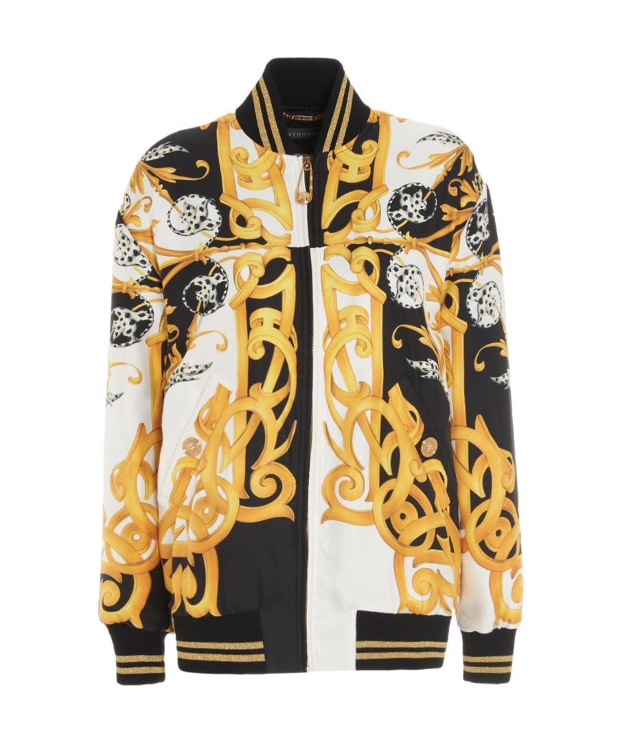 Versace Acanthus Print Bomber Jacket In Multicolor