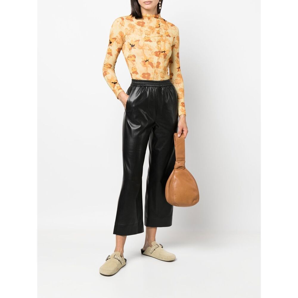 Nanushka Cropped Straight-leg Trousers In Black
