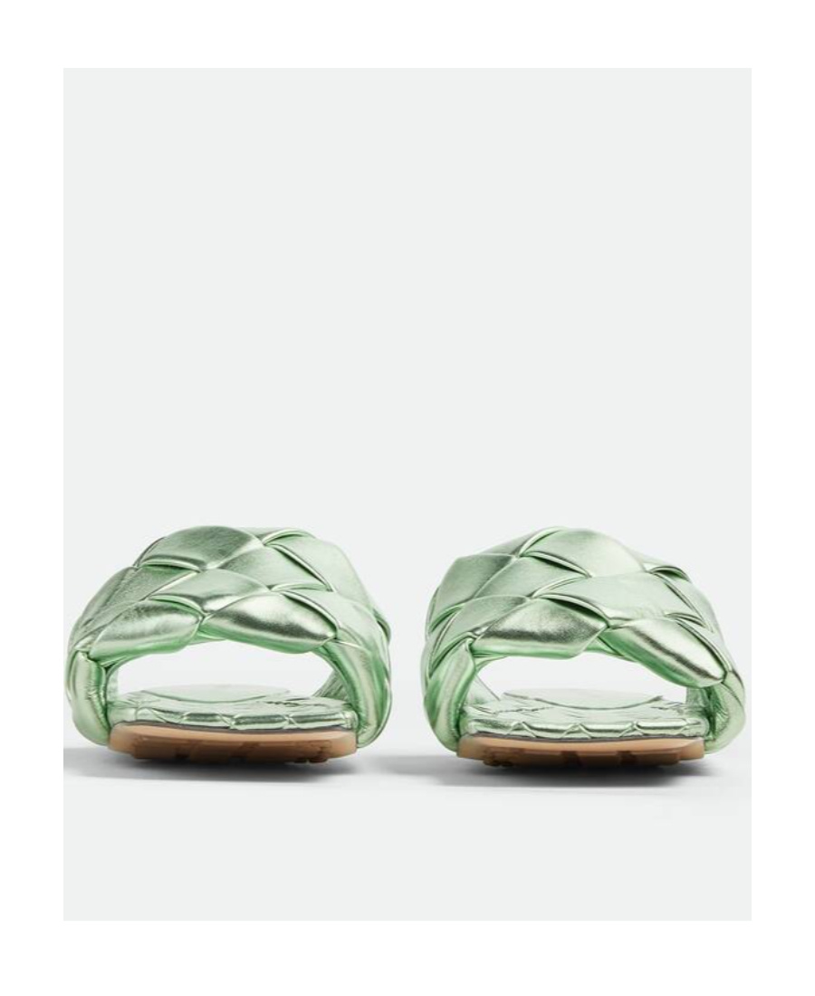 Bottega Veneta Logo Weaving Square Head Cool Drag In Green