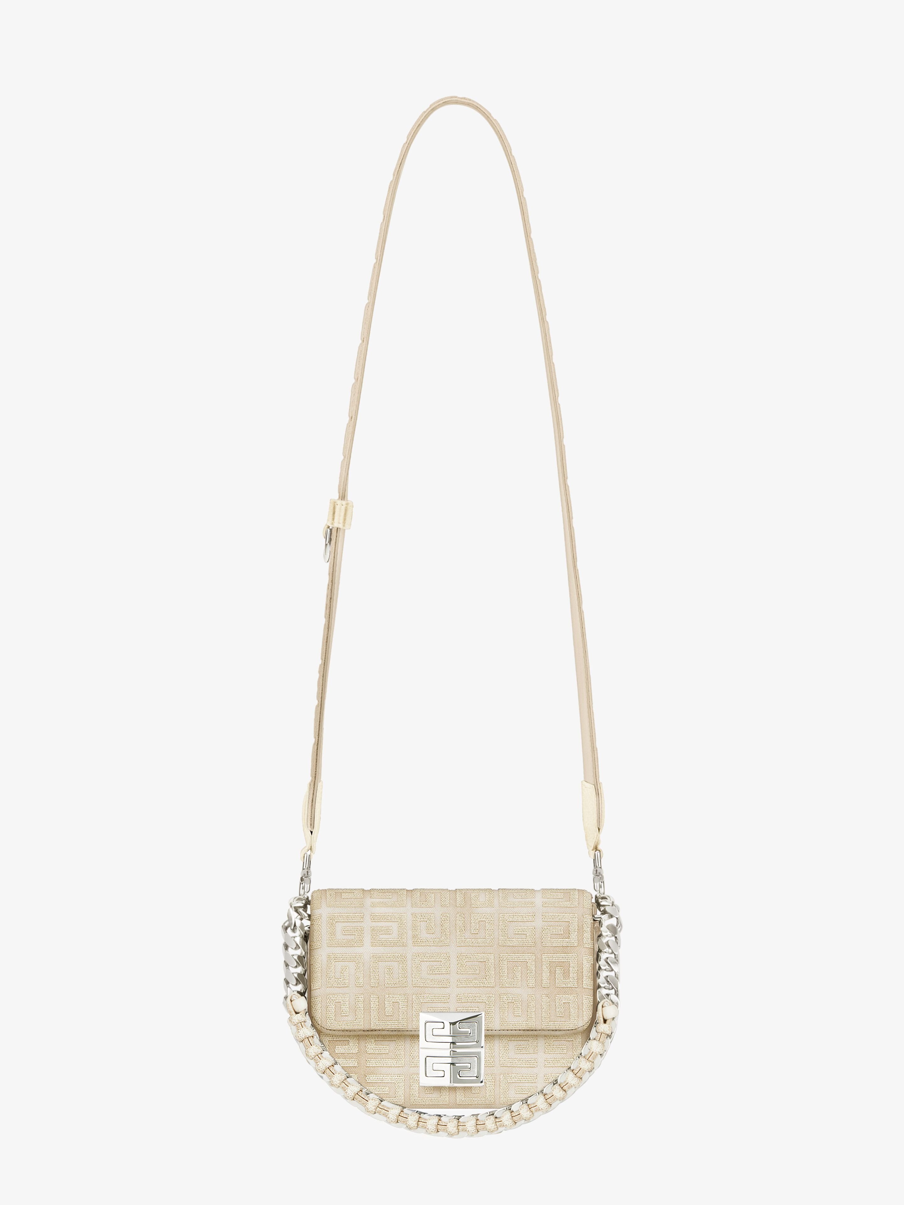 Givenchy Small 4g Bag In Lurex Embroidery With Chain In Nude