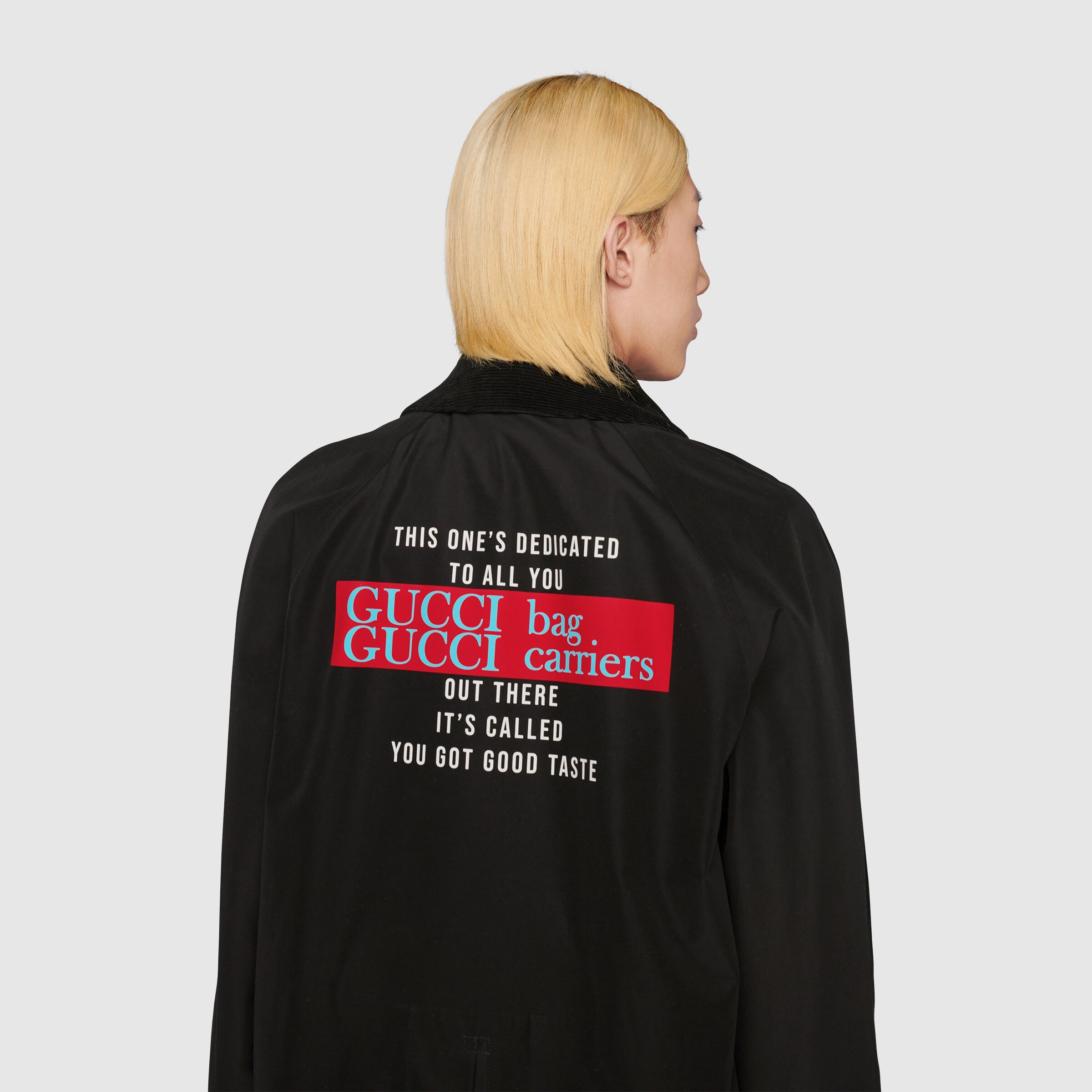 Gucci Cotton Lyric-print Jacket In Black