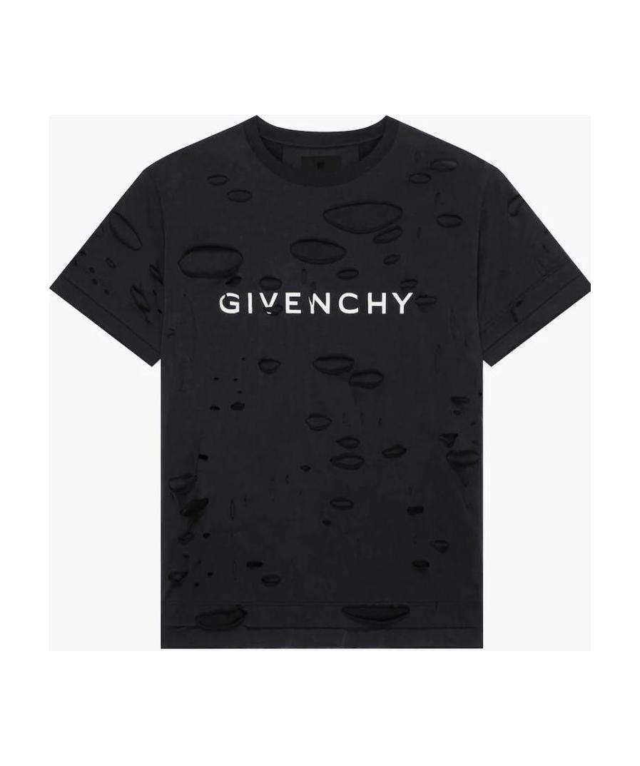 Givenchy Logo-print Ripped T-shirt In Black