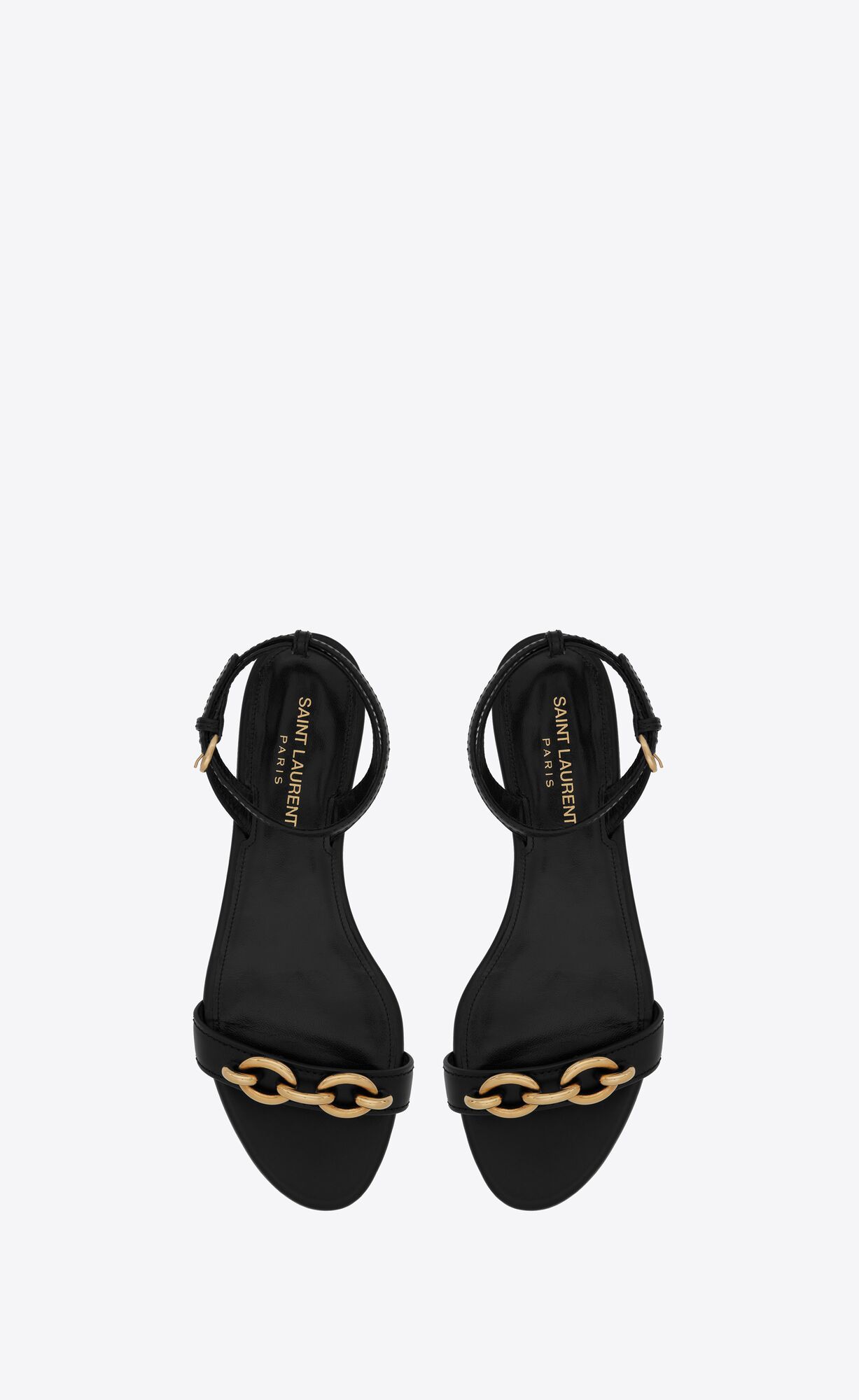 Saint Laurent Le Maillon Flat Sandals In Black