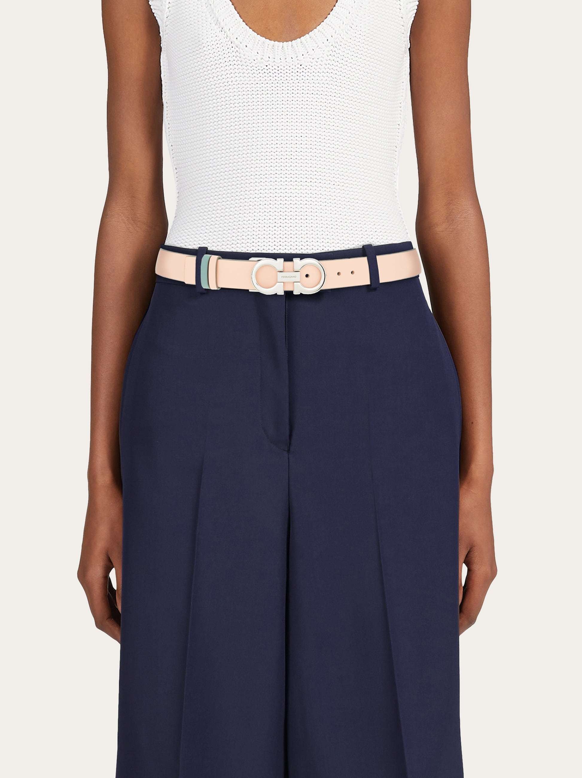 Ferragamo Double Gancini Buckled Belt In Green