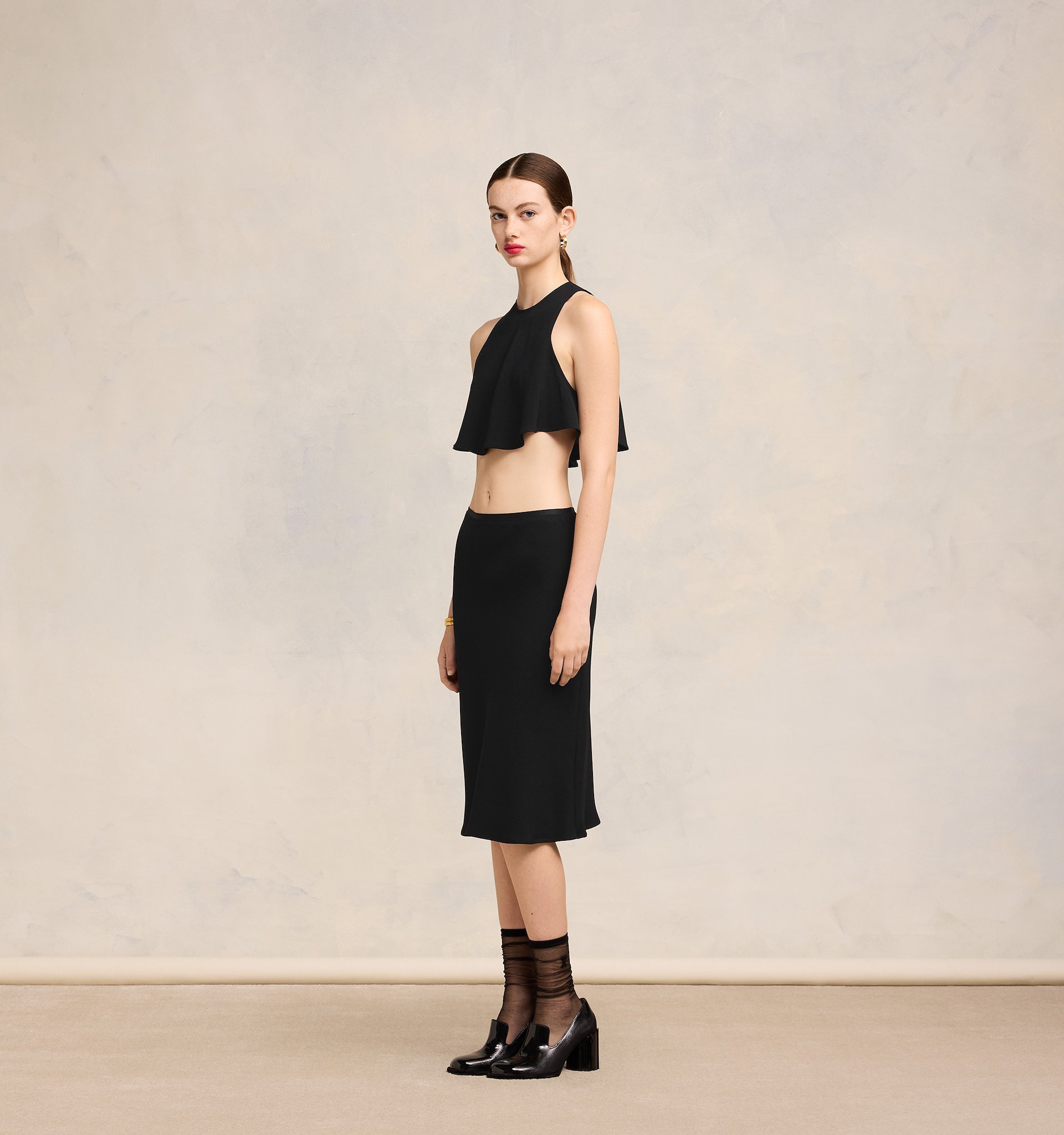 Ami Alexandre Mattiussi Flared Cropped Blouse In Black