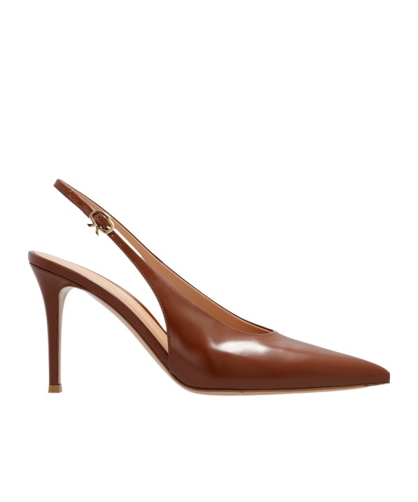 Gianvito Rossi Robbie 85 Patent Leather Slingback Pumps In Brown