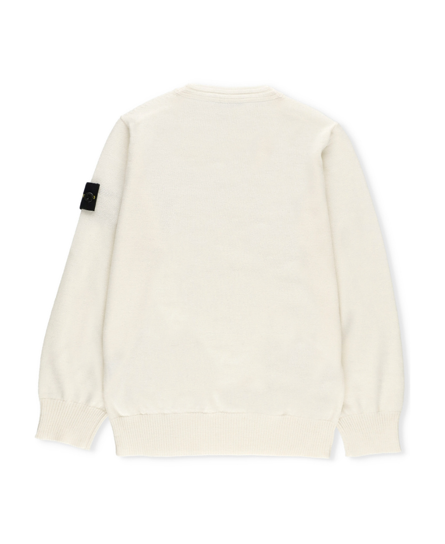 Stone Island Compass-motif Virgin Wool Jumper In Nude