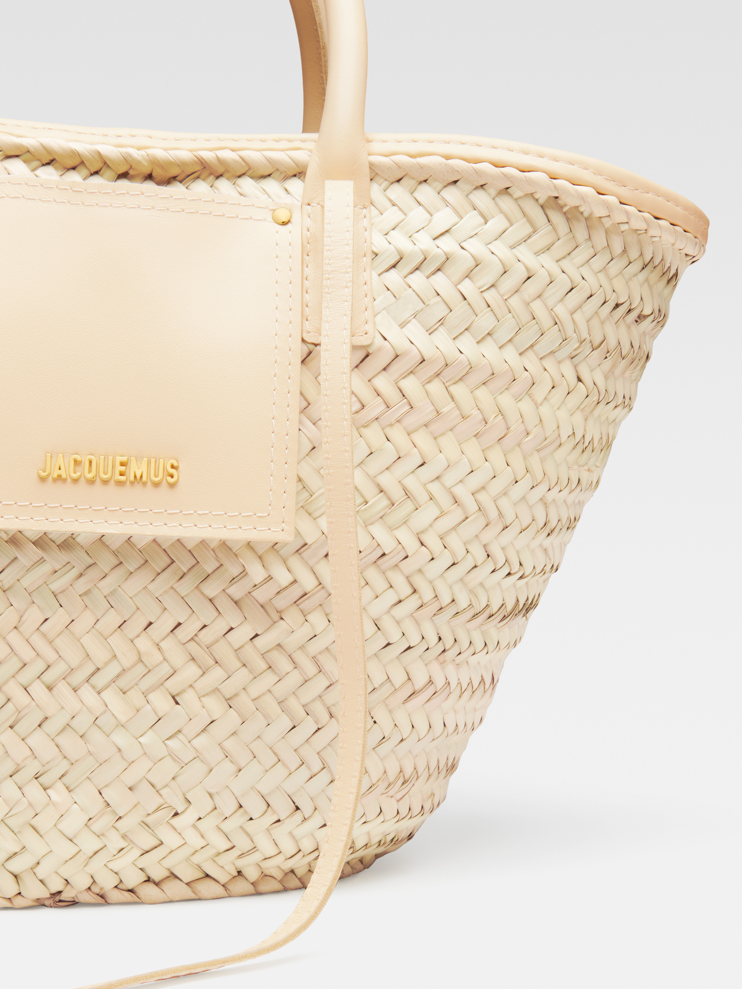 Jacquemus Le Panier Soli Raffia Tote Bag In Nude