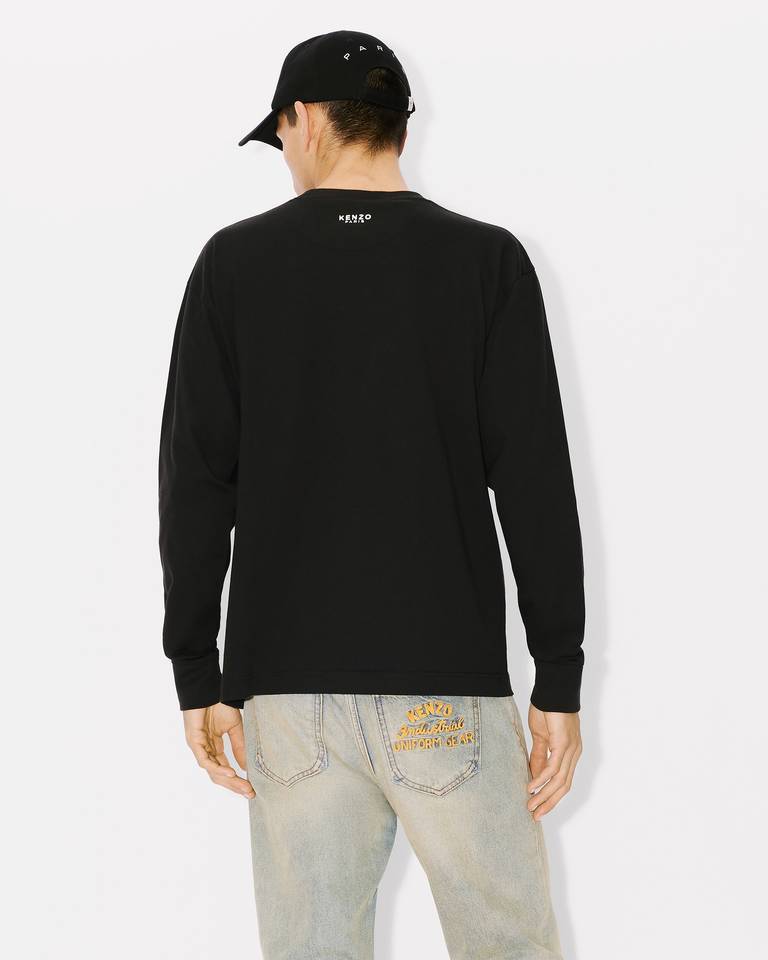 Kenzo Lucky Tiger Embroidered Crewneck Sweatshirt In Black
