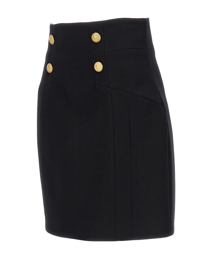 Balmain 4-button Grand De Poudre Mini Skirt In Black