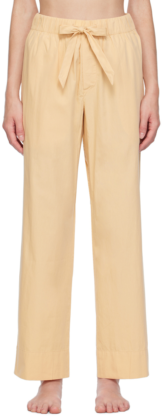 Tekla Beige Organic Cotton Pyjama Pants In Gold