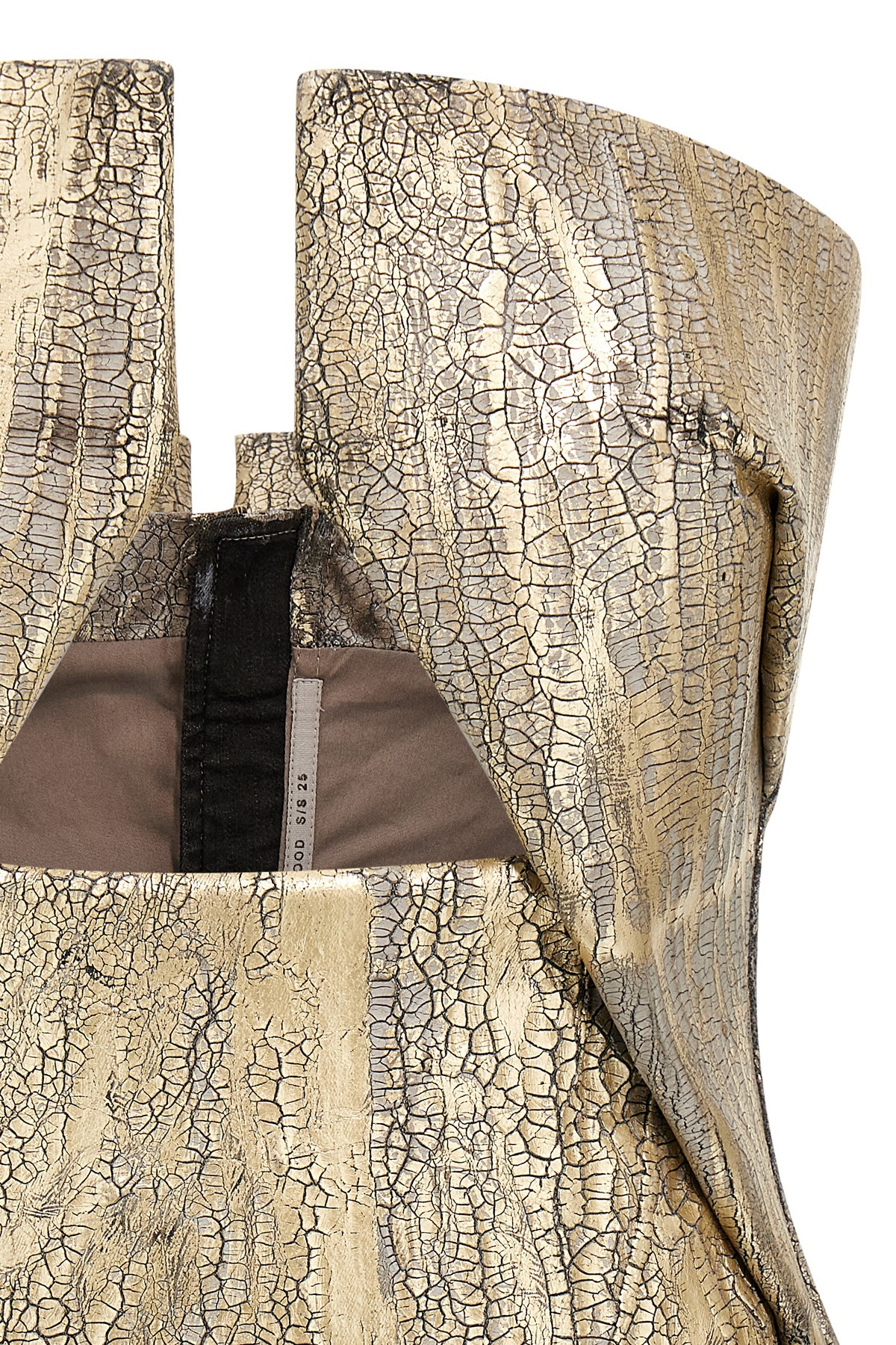 Rick Owens Coated Denim Top With Front Cut-out Neckline In Nude