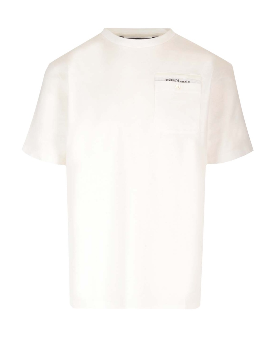 Palm Angels White T-shirt With Frontal Logo In White