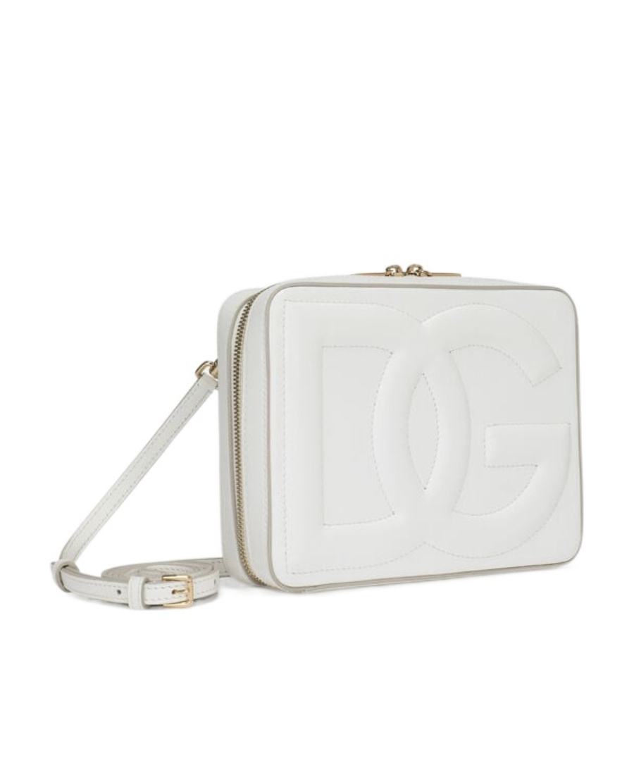 Dolce & Gabbana Medium Logo Camera Bag In Calf Leather In White