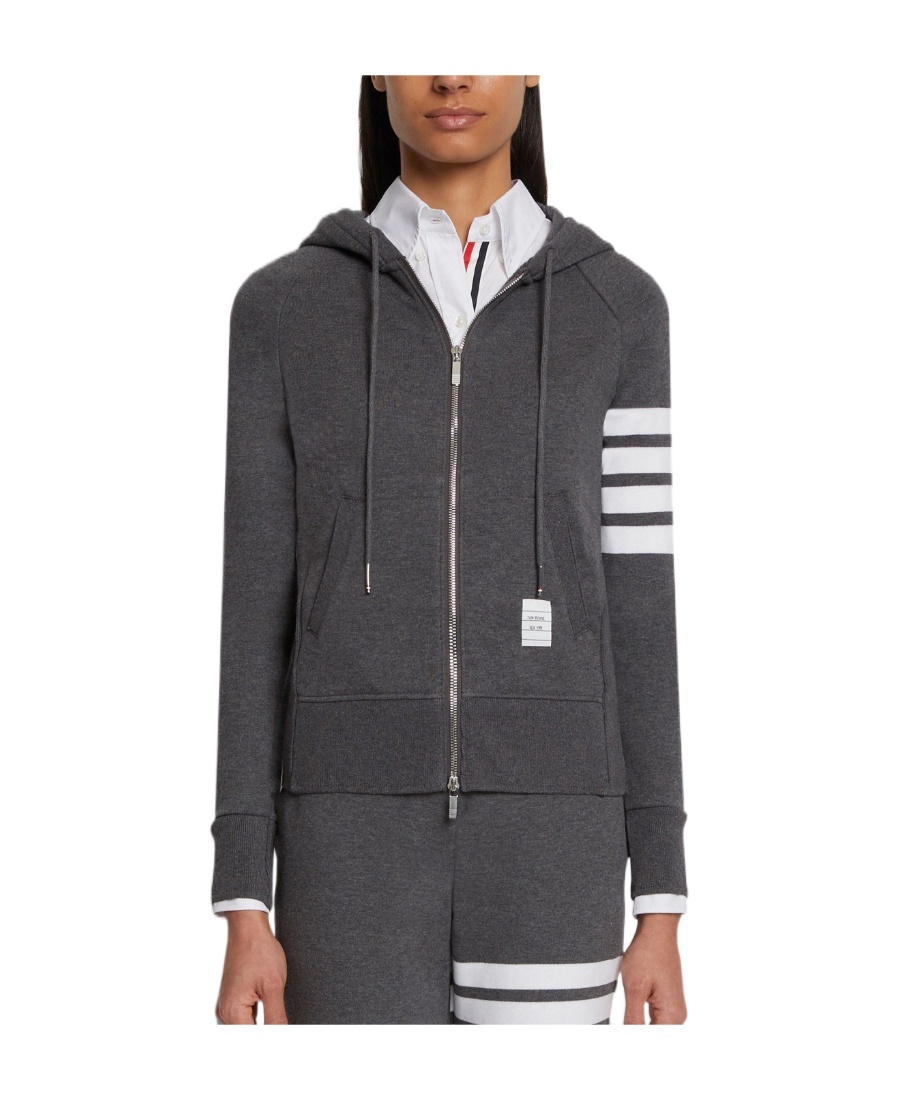Thom Browne 4-bar Stripe Zip-fastening Hoodie In Black