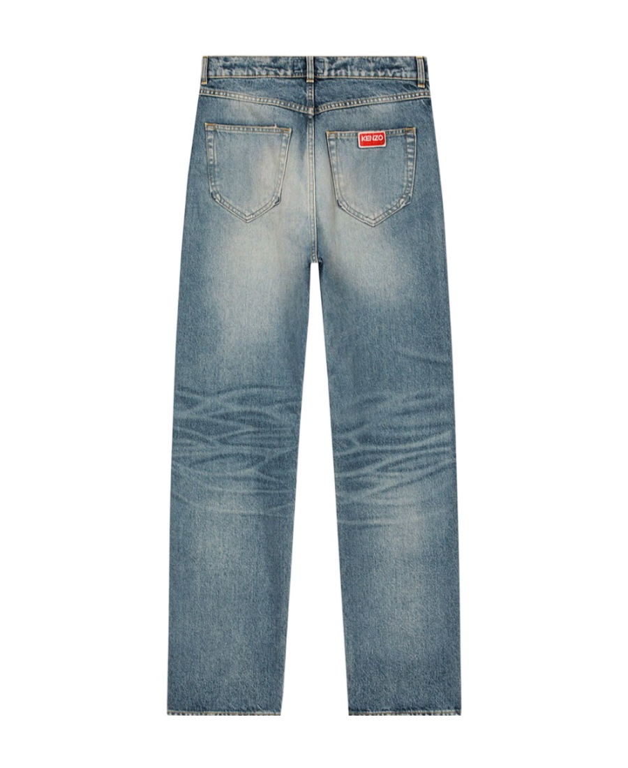 Kenzo Stonewashed Straight-leg Jeans In Blue