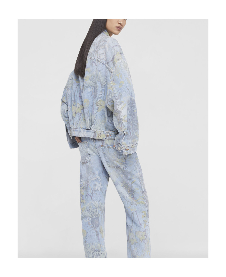 Stella Mccartney Rewild Flora Denim Jacket In Gray