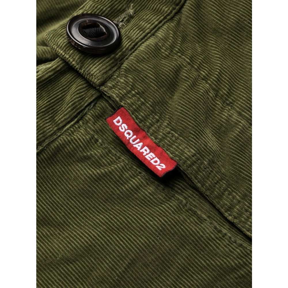 Dsquared2 Gathered-detail Corduroy Trousers In Green
