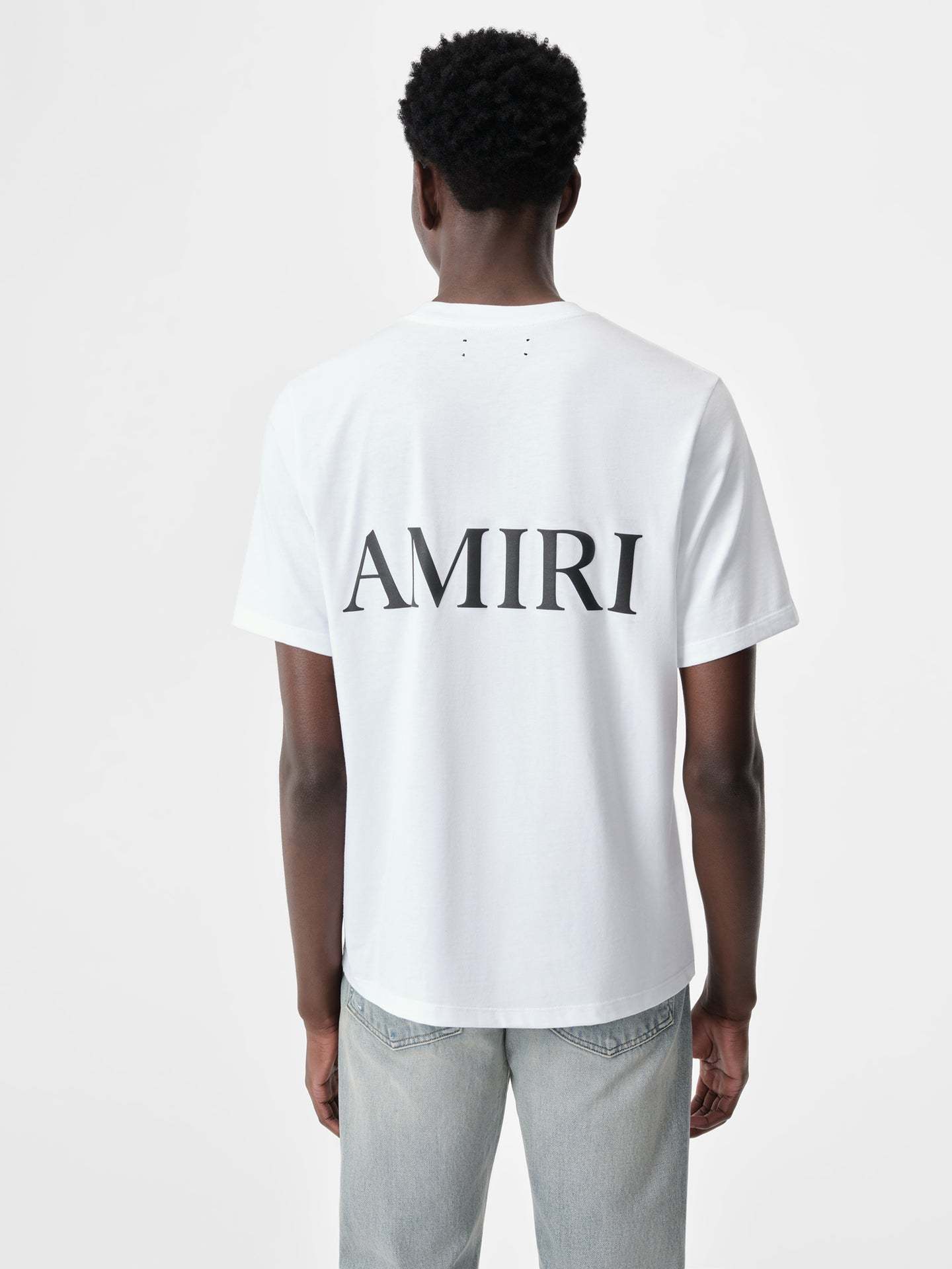 Amiri White Crewneck T-shirt With Logo Print On The Front And Logo Lettering On The Rear In Cotton Man In White