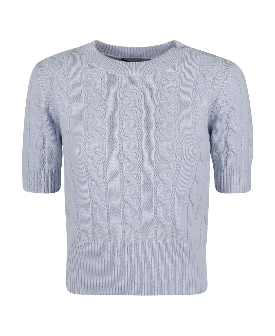 Max Mara Short-sleeved Round-neck Sweater In Blue