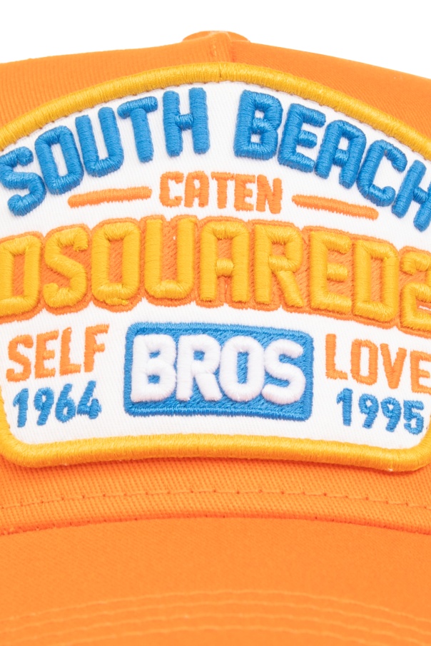 Dsquared2 Logo-patch Cotton Baseball Cap In Orange