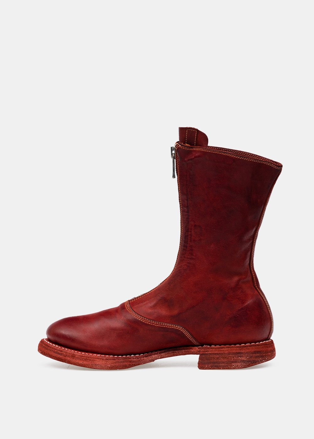 Guidi Red 310wz Front Zip Army Boots In Red