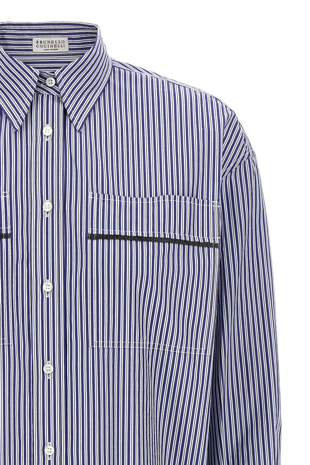 Brunello Cucinelli Monile Striped Shirt Shirt And Blouse Multicolor In Blue