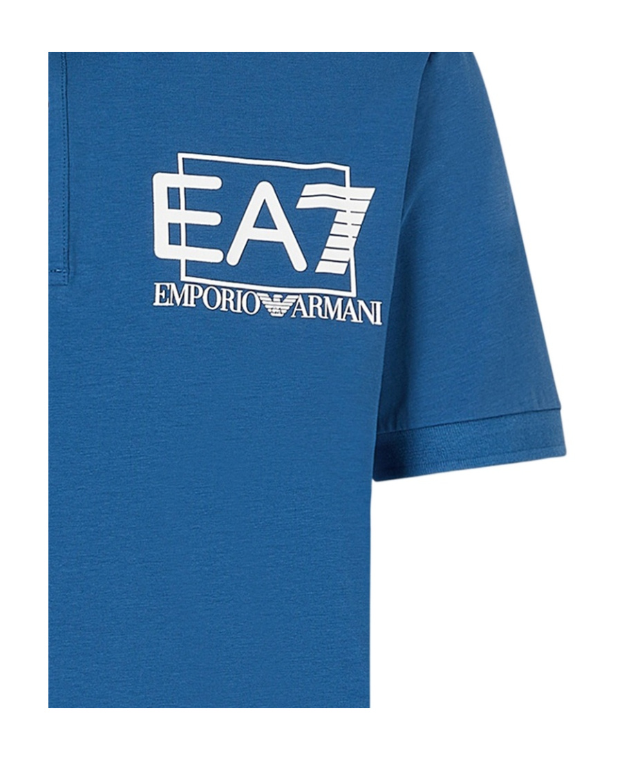 Ea7 Polo Shirt With Color Logo In Blue