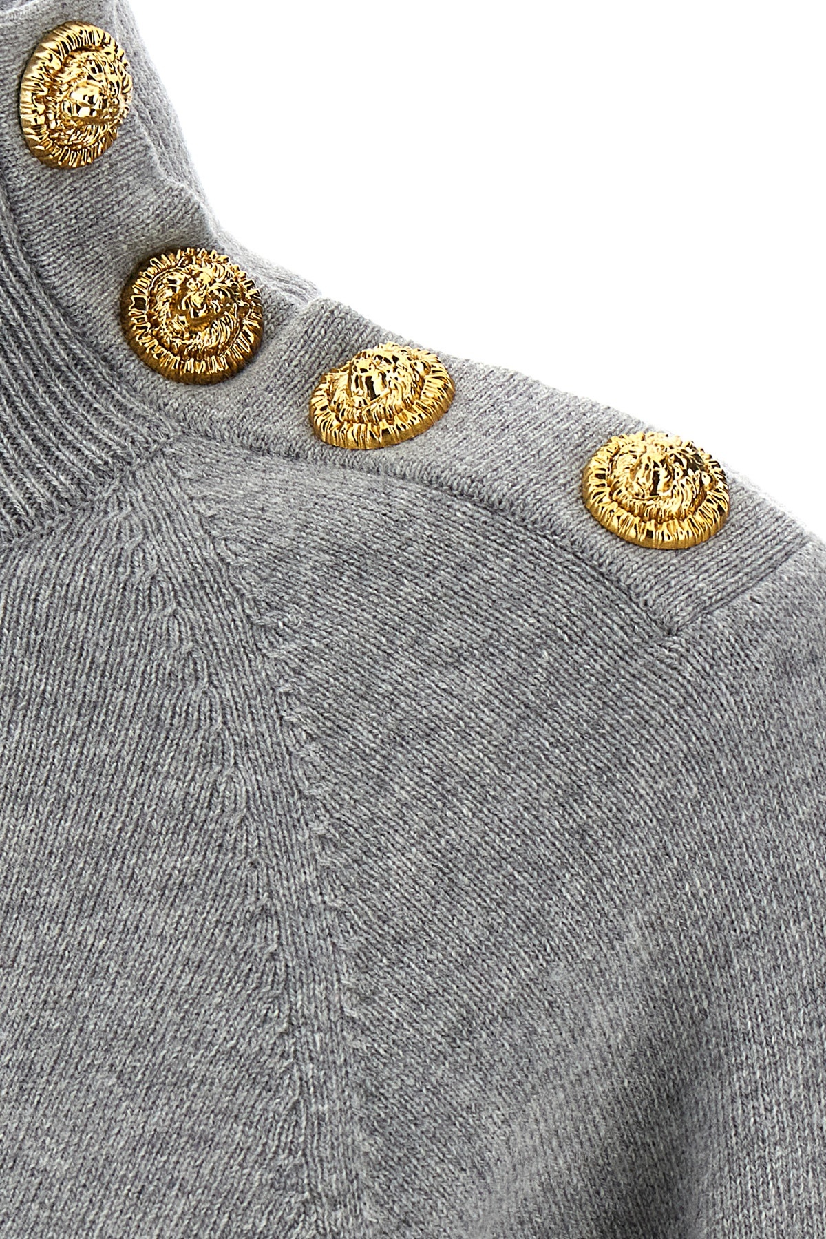 Balmain Cashmere Wool Sweater Sweaters And Cardigans Gray In Gray