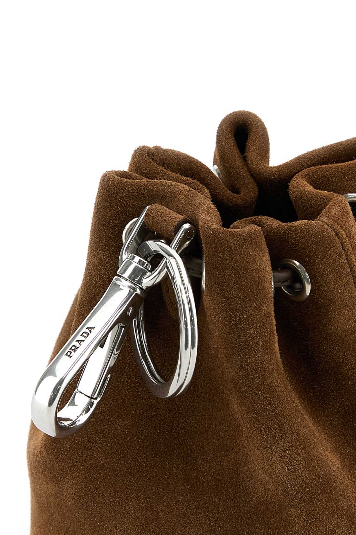 Prada Bucket Bag Keyring In Brown