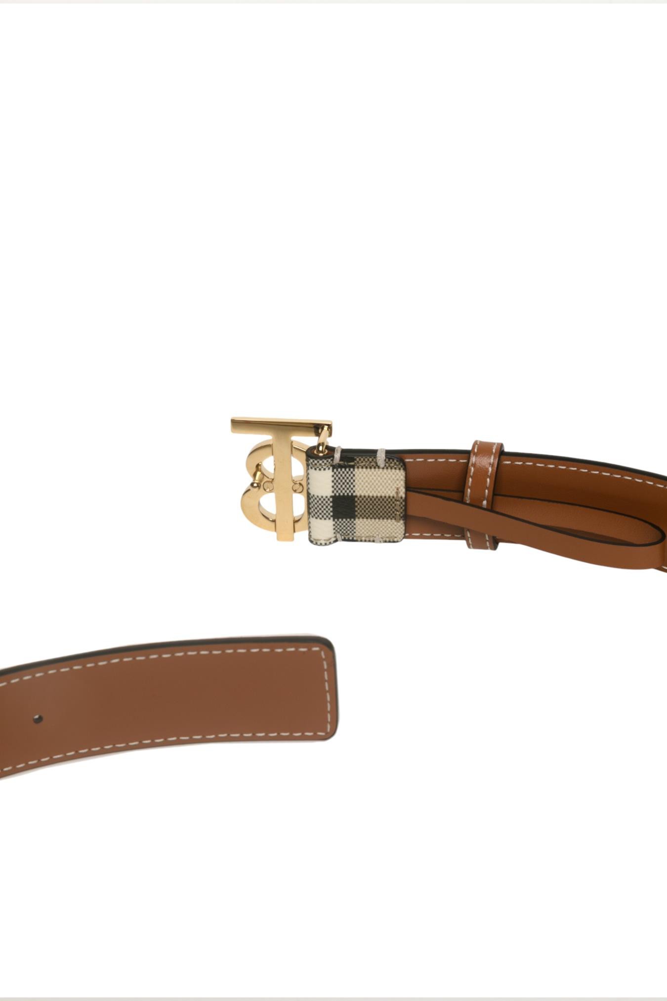 Burberry Check Tb Belt In Brown