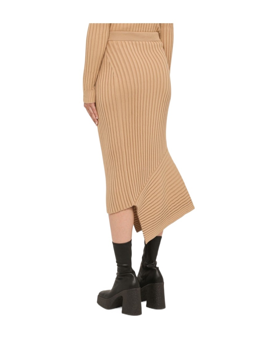 Stella Mccartney Asymmetric Rib-knit Wrap Skirt In Nude