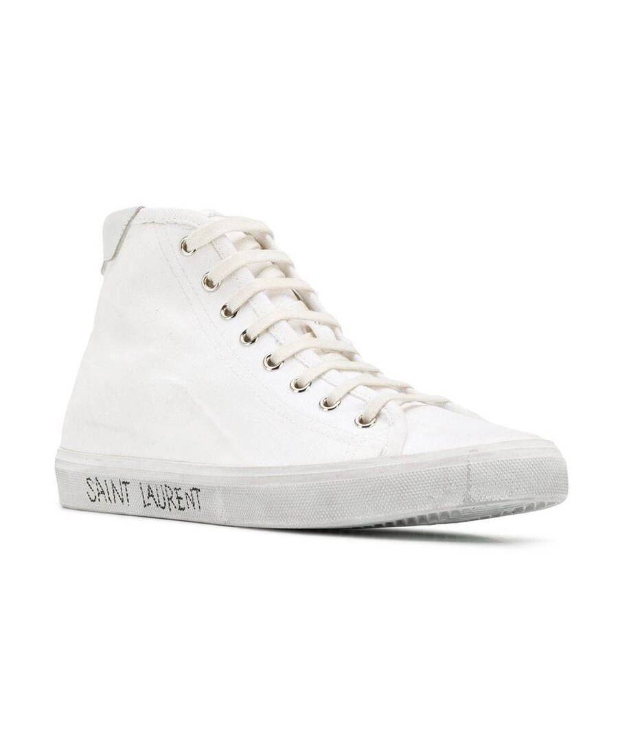 Saint Laurent Distressed Effect High-top Sneakers In White