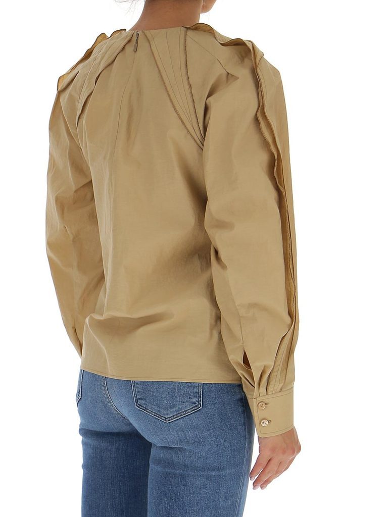 Chloé Lotus Leaf Sleeved Blouse In Nude